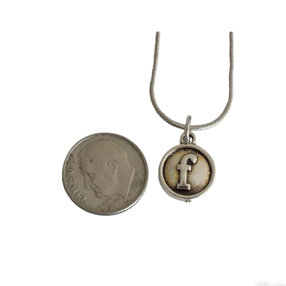 Initial F pendant on 18" Silver Plated Snake Chain Necklace NWOT